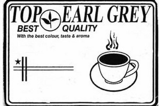 TOP EARL GREY BEST QUALITY WITH THE BEST COLOUR, TASTE & AROMA TOP STAR CO. P.O. BOX 715, STATION "B" WILLOWDATE, ONT, M2K 2R1 TEL: (905) 479-3716 CANADA logo