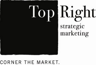 TOP RIGHT STRATEGIC MARKETING CORNER THE MARKET. logo