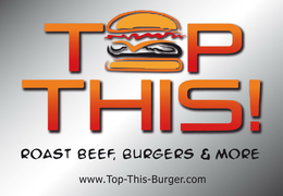 TOP THIS! ROAST BEEF, BURGERS & MORE WWW.TOP-THIS-BURGER.COM logo