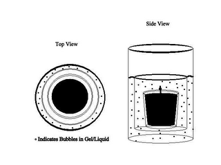 TOP VIEW SIDE VIEW INDICATED BUBBLES IN GEL/LIQUÆID logo