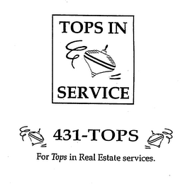 TOPS IN SERVICE, 431-TOPS, FOR TOPS IN REAL ESTATE SERVICES. logo