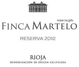 TORRE DE OÑA FINCA MARTELO RESERVA 2012RIOJA DENOMINACIÓN DE ORIGEN CALIFICADA logo