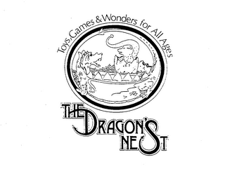 TOYS, GAMES & WONDERS FOR ALL AGES THE DRAGON'S NEST logo
