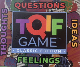 TQIF GAME THOUGHTS IN PURPLE QUESTIONS IN RED IDEAS IN YELLOW FEELINGS IN GREEN logo