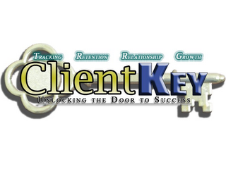 TRACKING RETENTION RELATIONSHIP GROWTH CLIENT KEY UNLOCKING THE DOOR TO SUCCESS logo
