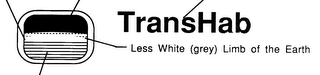 TRANSHAB WHITE LIMB OF THE EARTH BLACKNESS OF SPACE RED LETTERING LESS WHITE (GREY) LIMB OF THE EARTH BLUE EARTH FROM SPACE logo