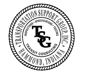 TRANSPORTATION SUPPORT GROUP INC. TSG TRANSIT CONSULTING INSPECTIONS. SPECIFICATIONS. TESTING logo