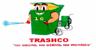 TRASHCO "NO ODORS, NO GERMS, NO WORRIES" 10 logo