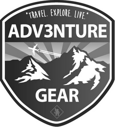 "TRAVEL. EXPLORE. LIVE." ADV3NTURE GEAR logo