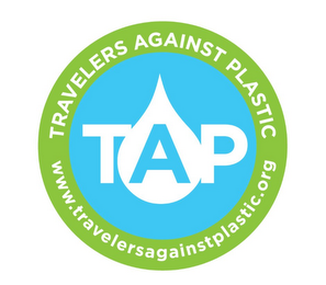 TRAVELERS AGAINST PLASTIC TAP WWW.TRAVELERSAGAINSTPLASTIC.ORG logo