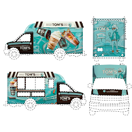 TRAVELIN' TOM'S COFFEE TRUCK YOUR CAFFEINATION DESTINATION TRAVELIN' TOM'S COFFEE GONE TRAVELIN logo