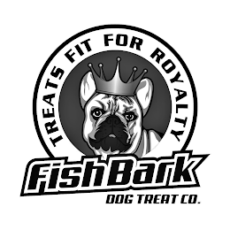 TREATS FIT FOR ROYALTY FISH BARK DOG TREAT CO. logo