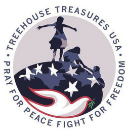 TREEHOUSE TREASURES USA PRAY FOR PEACE FIGHT FOR FREEDOM logo