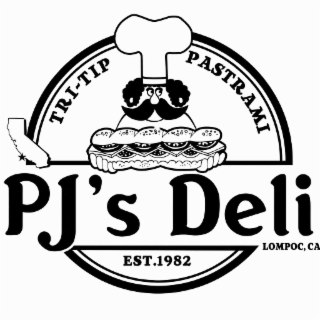 TRI-TIP PASTRAMI PJ'S DELI LOMPOC, CA EST.1982 logo