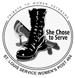 TRIBUTE TO WOMEN VETERANS SHE CHOSE TO SERVE ST. LOUIS SERVICE WOMEN'S POST 404 logo