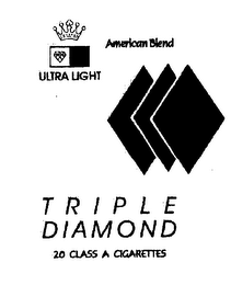 TRIPLE DIAMOND AMERICAN BLEND ULTRA LIGHT 20 CLASS A CIGARETTES logo