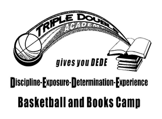 TRIPLE DOUBLE ACADEMY GIVES YOU DEDE DISCIPLINE-EXPOSURE-DETERMINATION-EXPERIENCE BASKETBALL AND BOOKS CAMP logo