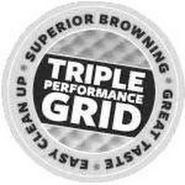 TRIPLE PERFORMANCE GRID SUPERIOR BROWNING GREAT TASTE EASY CLEAN UP logo