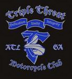 TRIPLE THREAT MOTORCYCLE CLUB ATL GA DEDICATION UNITY INTEGRITY T3 logo