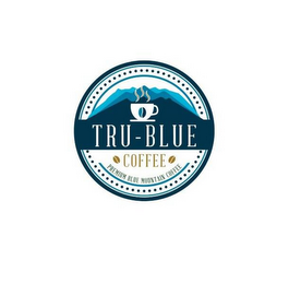 TRU-BLUE COFFEE PREMIUM BLUE MOUNTAIN COFFEE logo