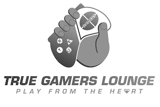 TRUE GAMERS TRUE GAMERS LOUNGE PLAY FROM THE HEART logo