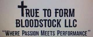 TRUE TO FORM BLOODSTOCK LLC "WHERE PASSION MEETS PERFORMANCE" logo