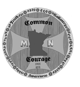 TRUTH GALLANTRY COMMON M N COURAGE SINCE 1858 AWARENESS logo