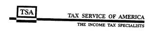 TSA TAX SERVICE OF AMERICA THE INCOME TAX SPECIALISTS logo