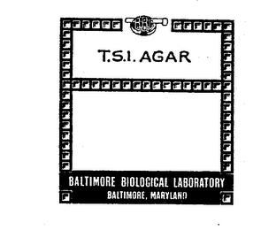 T.S.I. AGAR BALTIMORE BIOLOGICAL LABORATORY BALTIMORE, MARYLAND logo
