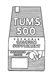 TUMS 500 CHEWABLE CALCIUM SUPPLEMENT ASSORTED FRUIT logo