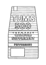 TUMS 500 CHEWABLE CALCIUM SUPPLEMENT PEPPERMINT logo