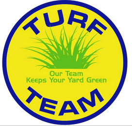 TURF TEAM OUR TEAM KEEPS YOUR YARD GREEN logo
