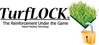 TURFLOCK THE REINFORCEMENT UNDER THE GAME PATENT PENDING TECHNOLOGY logo