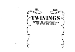 TWININGS EST. 1706 TEAMEN TO CONNOISSEURS FOR OVER 270 YEARS logo