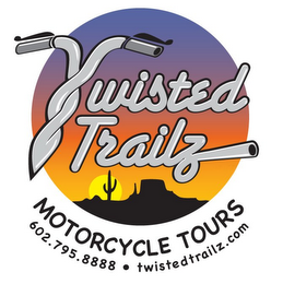 TWISTED TRAILZ MOTORCYCLE TOURS 602.795.8888 · TWISTEDTRAILZ.COM logo