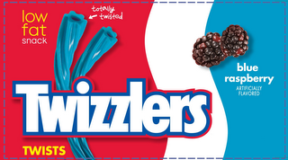 TWIZZLERS TWISTS LOW FAT SNACK TOTALLY TWISTED BLUE RASPBERRY AND ARTIFICIALLY FLAVORED logo