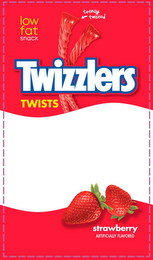 TWIZZLERS TWISTS LOW FAT SNACK TOTALLY TWISTED STRAWBERRY ARTIFICIALLY FLAVORED logo