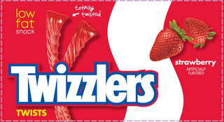 TWIZZLERS TWISTS LOW FAT SNACK TOTALLY TWISTED STRAWBERRY ARTIFICIALLY FLAVORED logo