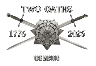 TWO OATHS USA LONG LIVE THE REPUBLIC 1776 2026 ONE MISSION logo