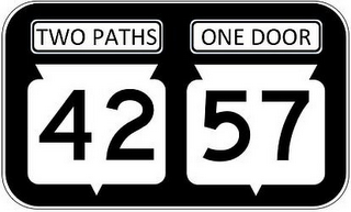 TWO PATHS ONE DOOR 42 57 logo