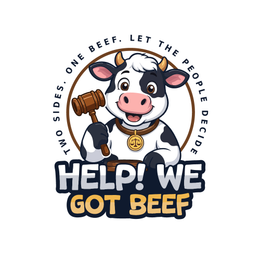 TWO SIDES. ONE BEEF. LET THE PEOPLE DECIDE HELP! WE GOT BEEF logo