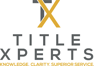 TX TITLE XPERTS KNOWLEDGE CLARITY SUPERIOR SERVICE logo