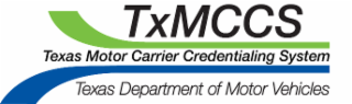 TXMCCS TEXAS MOTOR CARRIER CREDENTIALING SYSTEM TEXAS DEPARTMENT OF MOTOR VEHICLES logo
