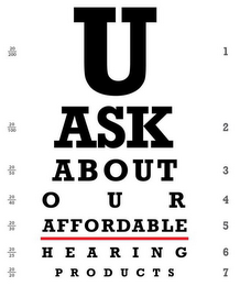 U ASK ABOUT OUR AFFORDABLE HEARING PRODUCTS logo