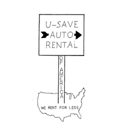 U-SAVE AUTO RENTAL OF AMERICA WE RENT FOR LESS logo
