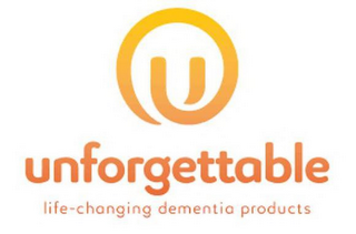 U UNFORGETTABLE LIFE-CHANGING DEMENTIA PRODUCTS logo