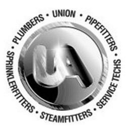 UA · UNION · PIPEFITTERS · SERVICE TECHS · STEAMFITTERS · SPRINKLERFITTERS · PLUMBERS logo