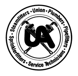 UA UNION PLUMBERS PIPEFITTERS SERVICE TECHNICIANS SPRINKLERFITTERS STEAMFITTERS logo