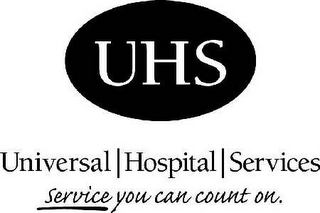 UHS UNIVERSAL HOSPITAL SERVICES SERVICE YOU CAN COUNT ON. logo