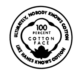 ULTIMATELY, NOBODY KNOWS COTTON LIKE HANES KNOWS COTTON 100 PERCENT COTTON FACE logo